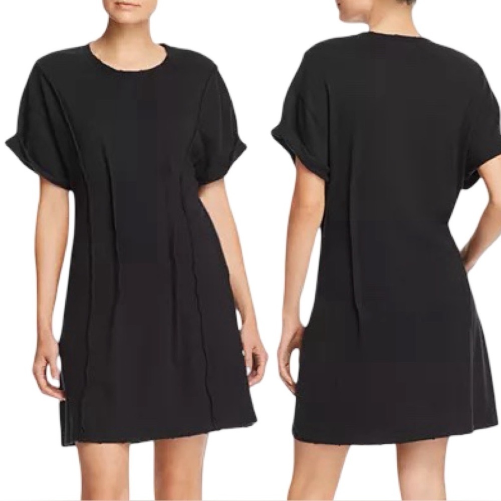 NWT Current/Elliott The Pintucked Dress Black Caviar Destro Size 3 Large